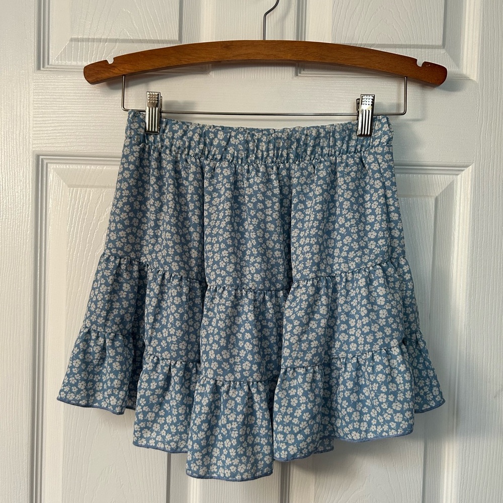 Altar'd State Blue Tiered Mini Skirt